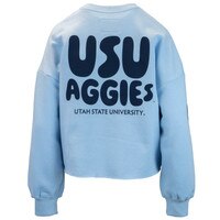 Women's USU Aggies Bubble Lettering Crew Sweatshirt light blue